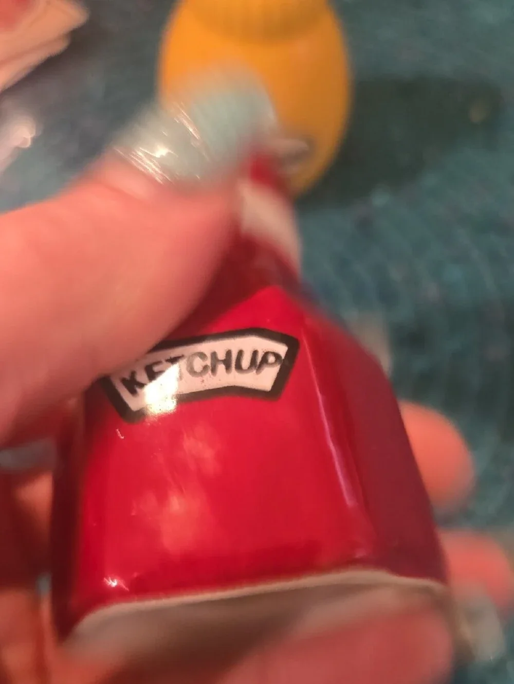 Yellow Mustard & Red Ketchup Ceramic Salt and Pepper Shakers